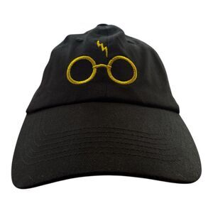 Harry Potter Scar Glasses Logo Black Yellow Adjustable Strap Baseball Hat Cap